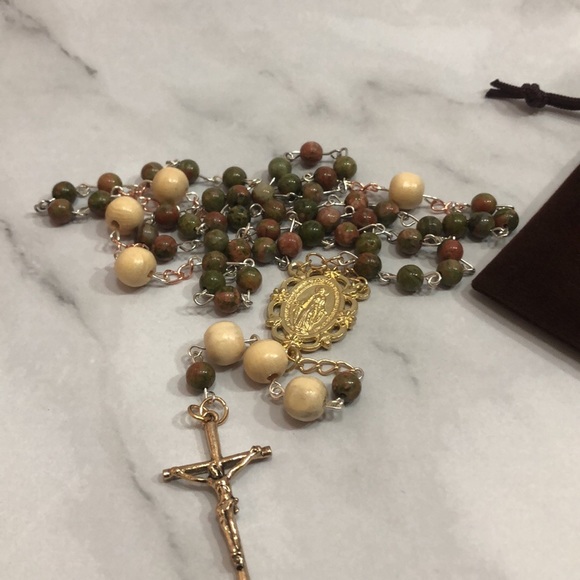 NEW Handmade 36” Rosary with Brown Drawstring Carrying Case Item #PHK134 - Picture 2 of 4